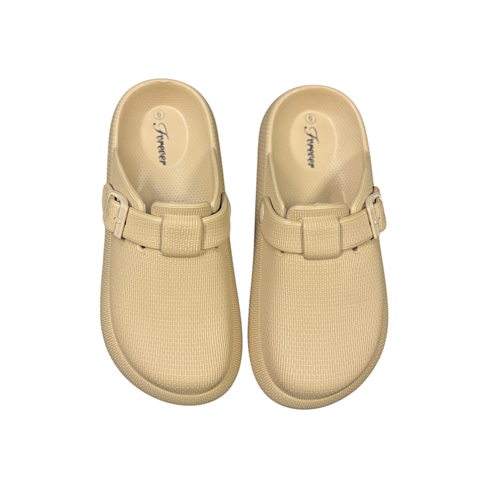 Nude Rubber Textured Clogs with Buckle
