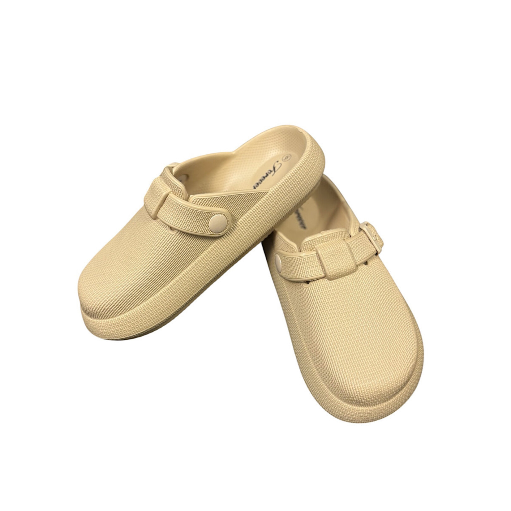 Nude Rubber Textured Clogs with Buckle