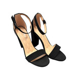 Black Nub Chunky Heel with Ankle Strap