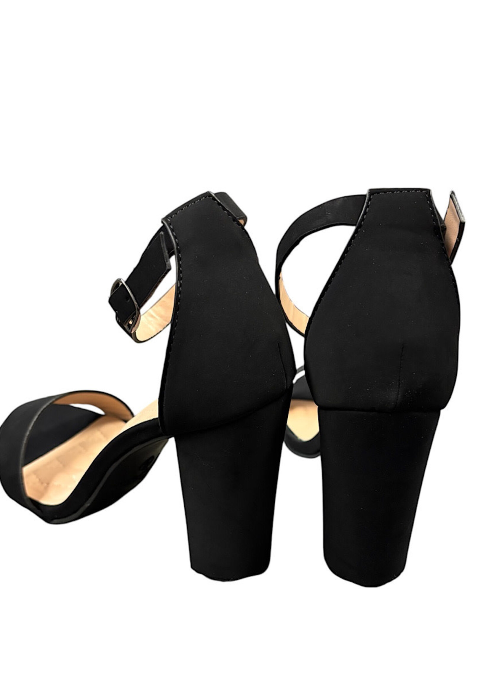 Black Nub Chucky Heel with Ankle Strap - Main Street Boutique