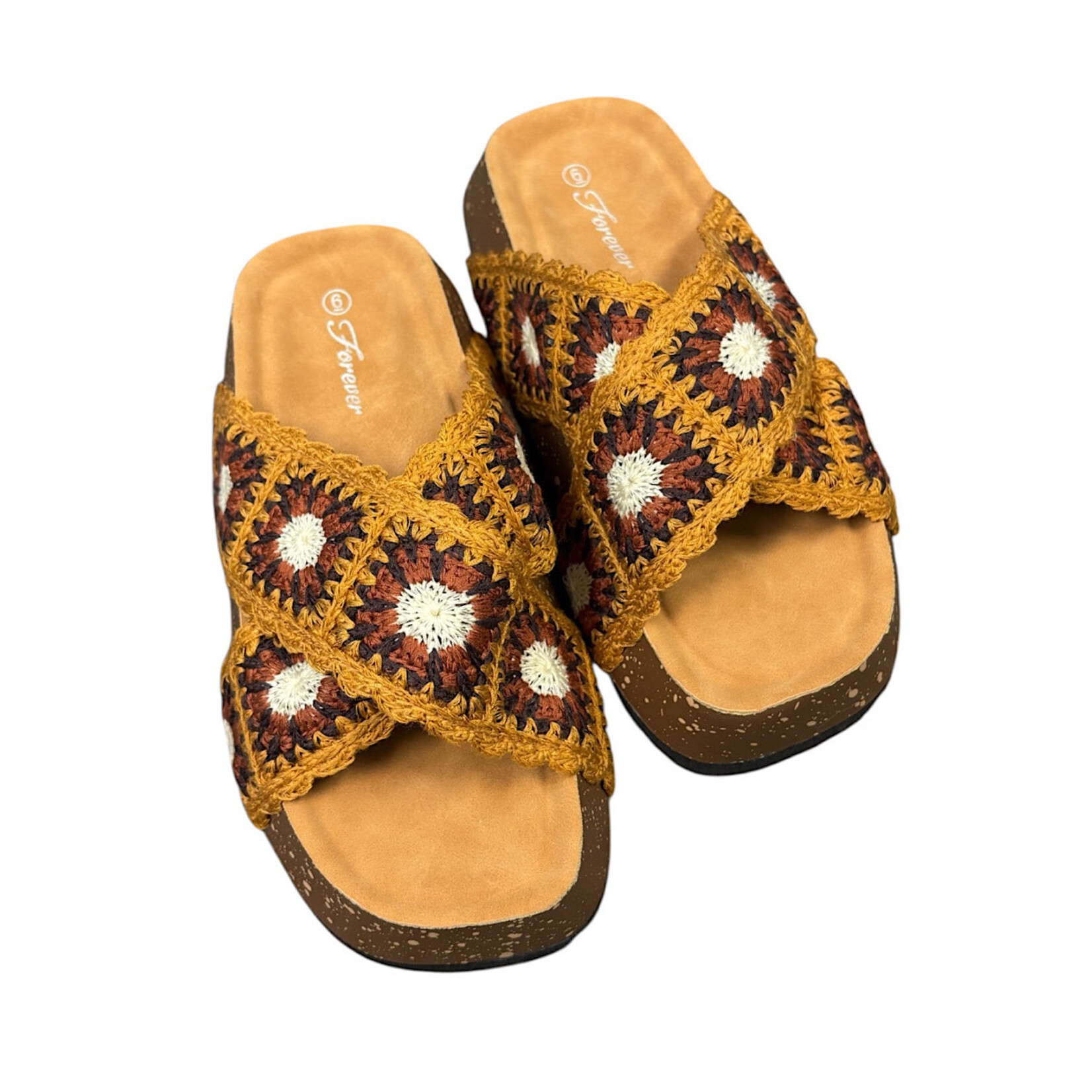 Tan Crochet Platform Sandals