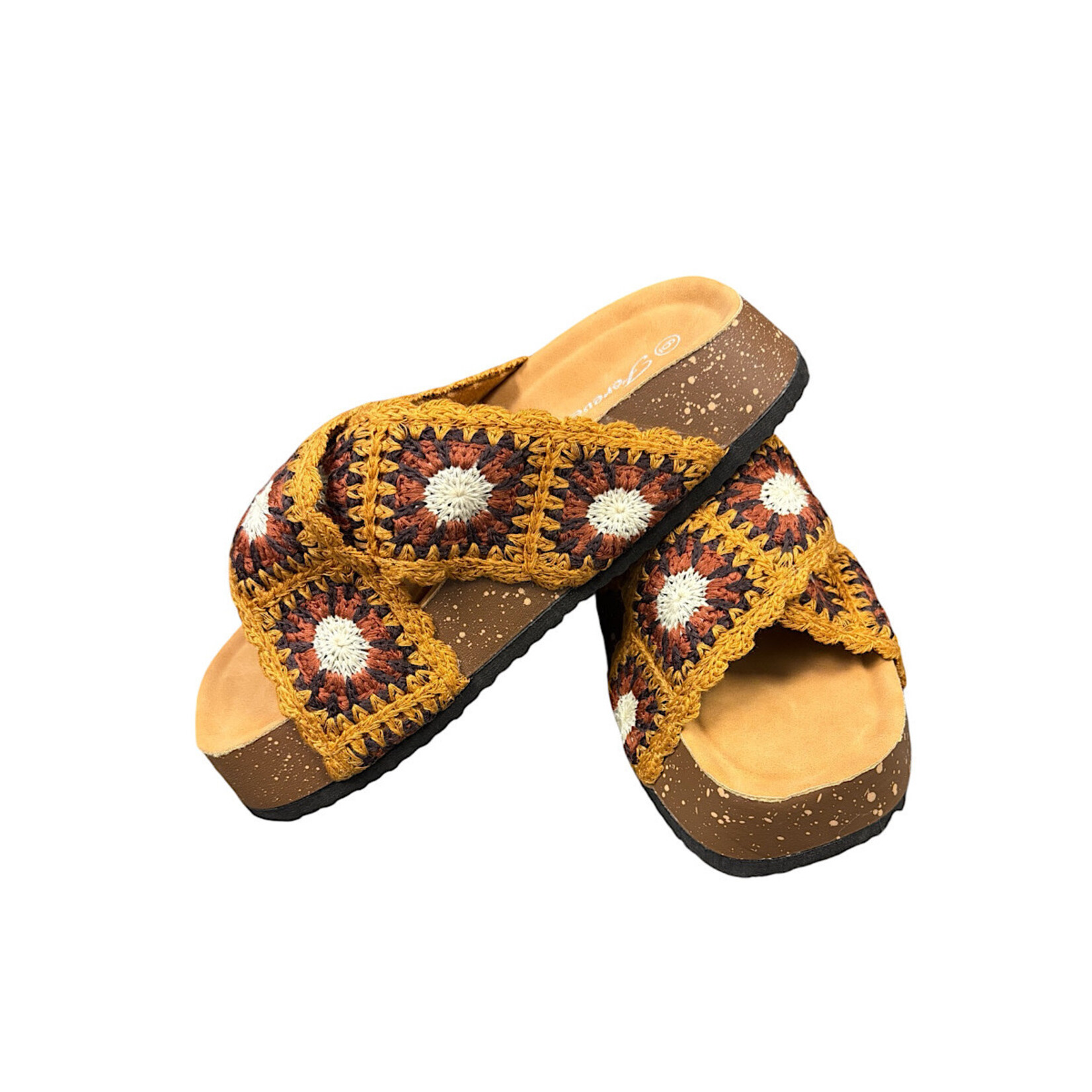 Tan Crochet Platform Sandals