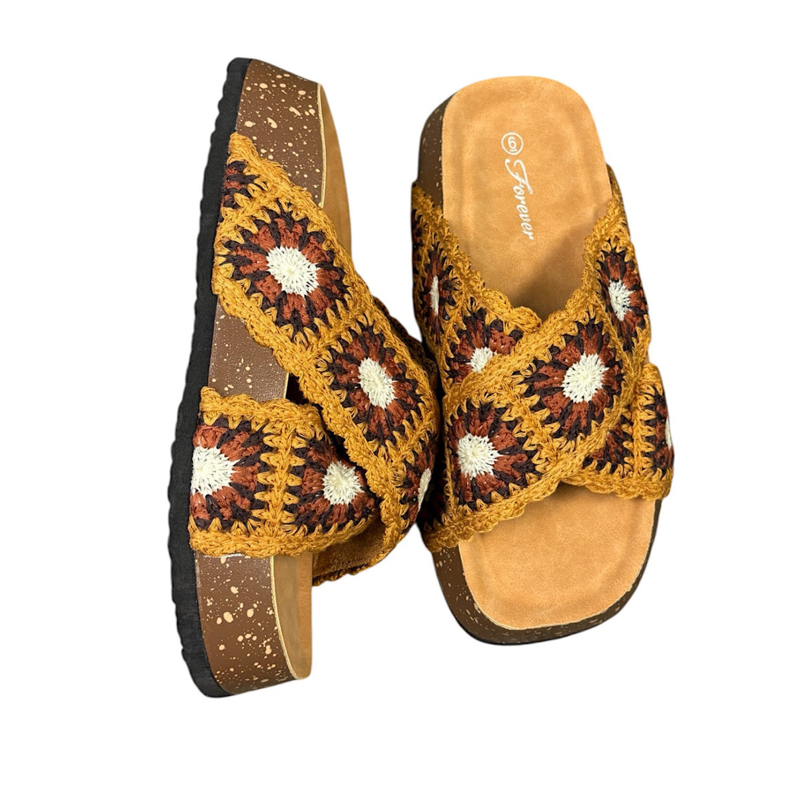 Tan Crochet Platform Sandals