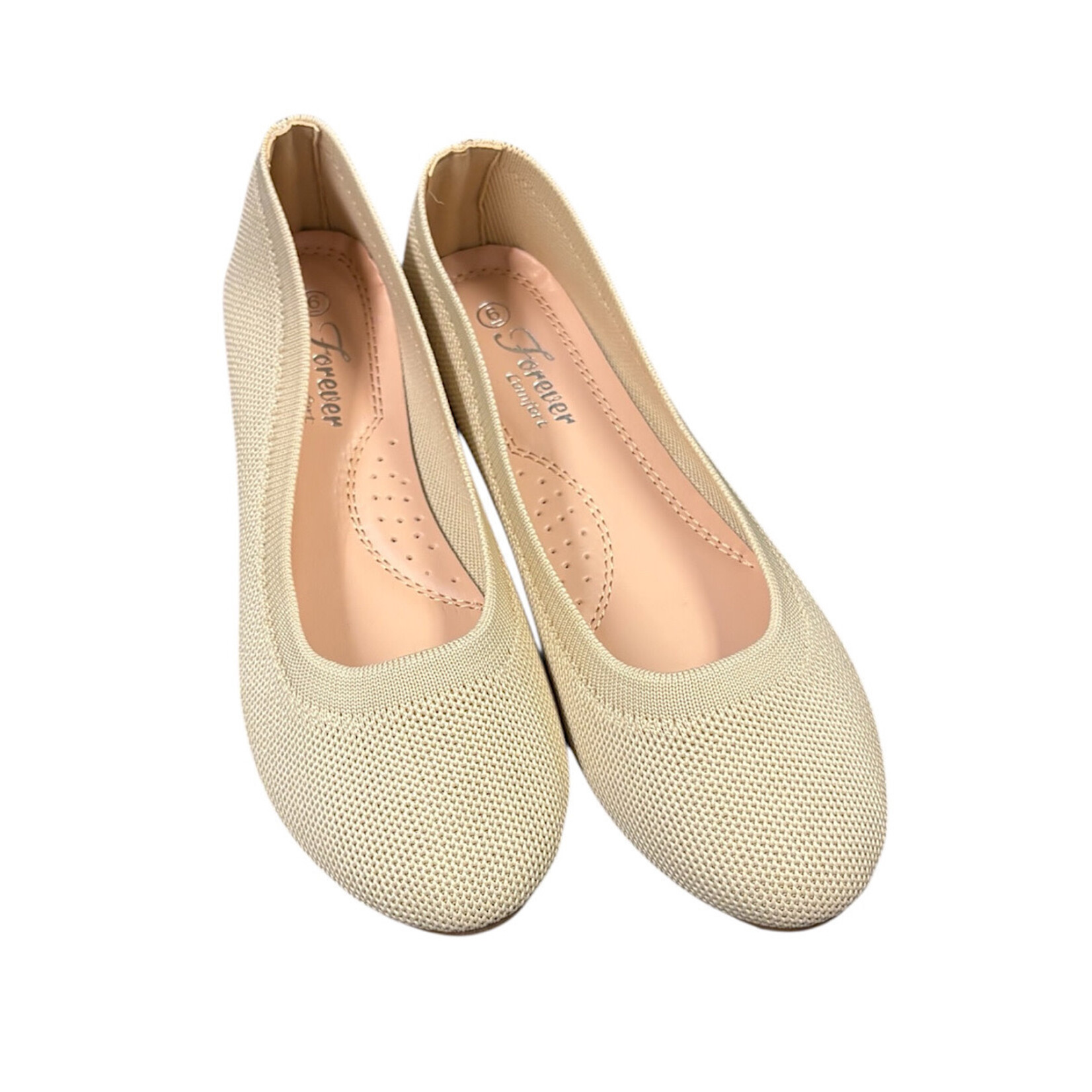 Beige Woven Classic Slip On Flats