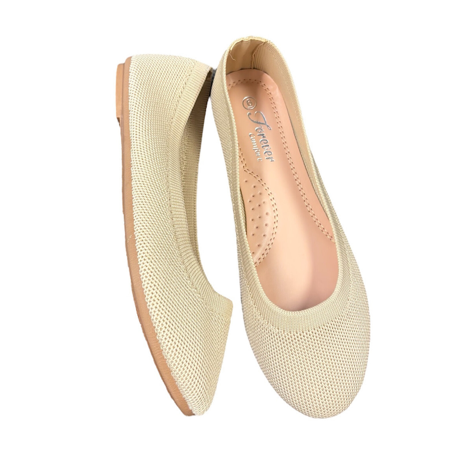 Beige Woven Classic Slip On Flats