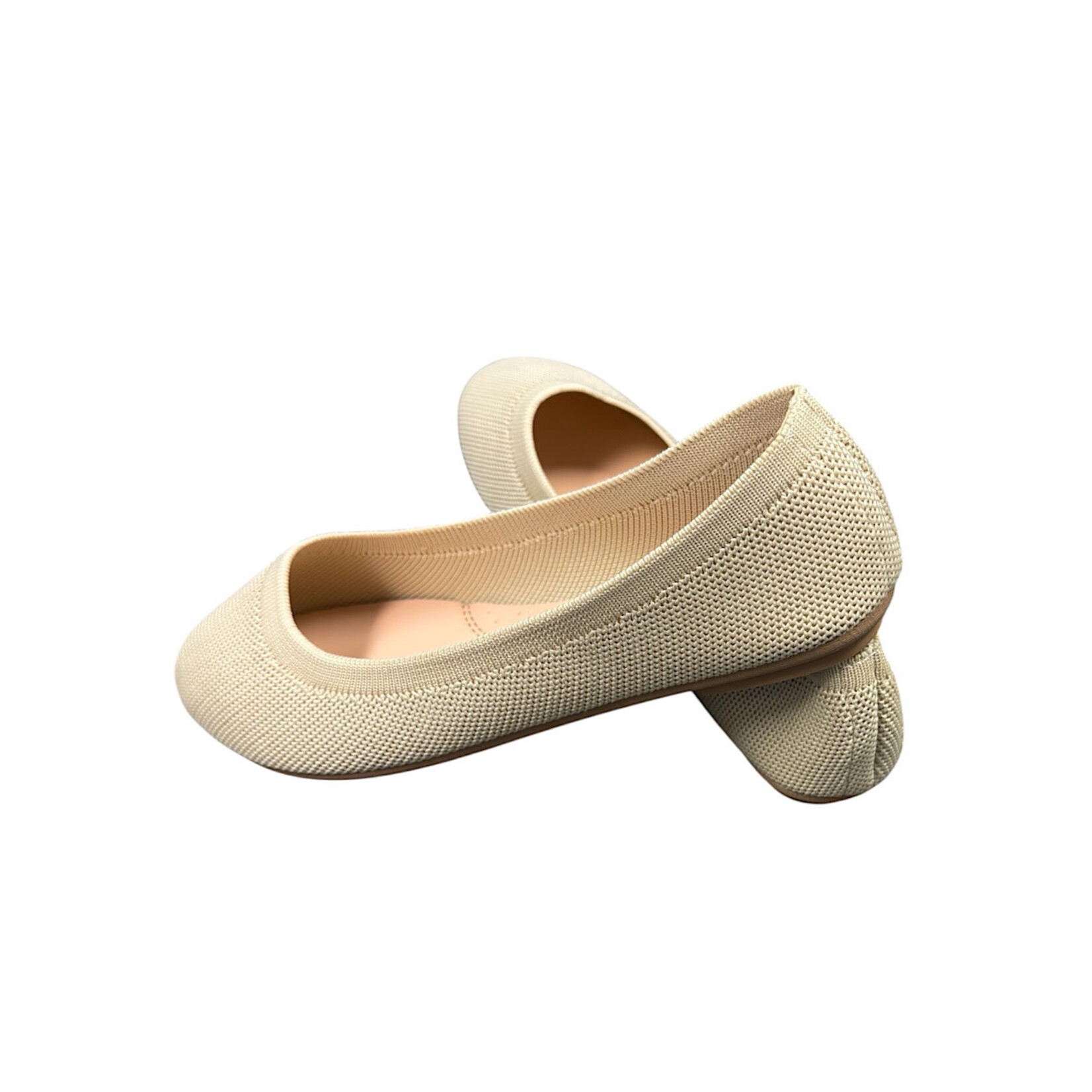Beige Woven Classic Slip On Flats
