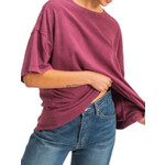 Dark Cherry Mineral Washed Oversized Crew Neck Tee