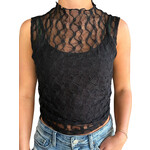 Black Sleeveless Sheer Lace Top