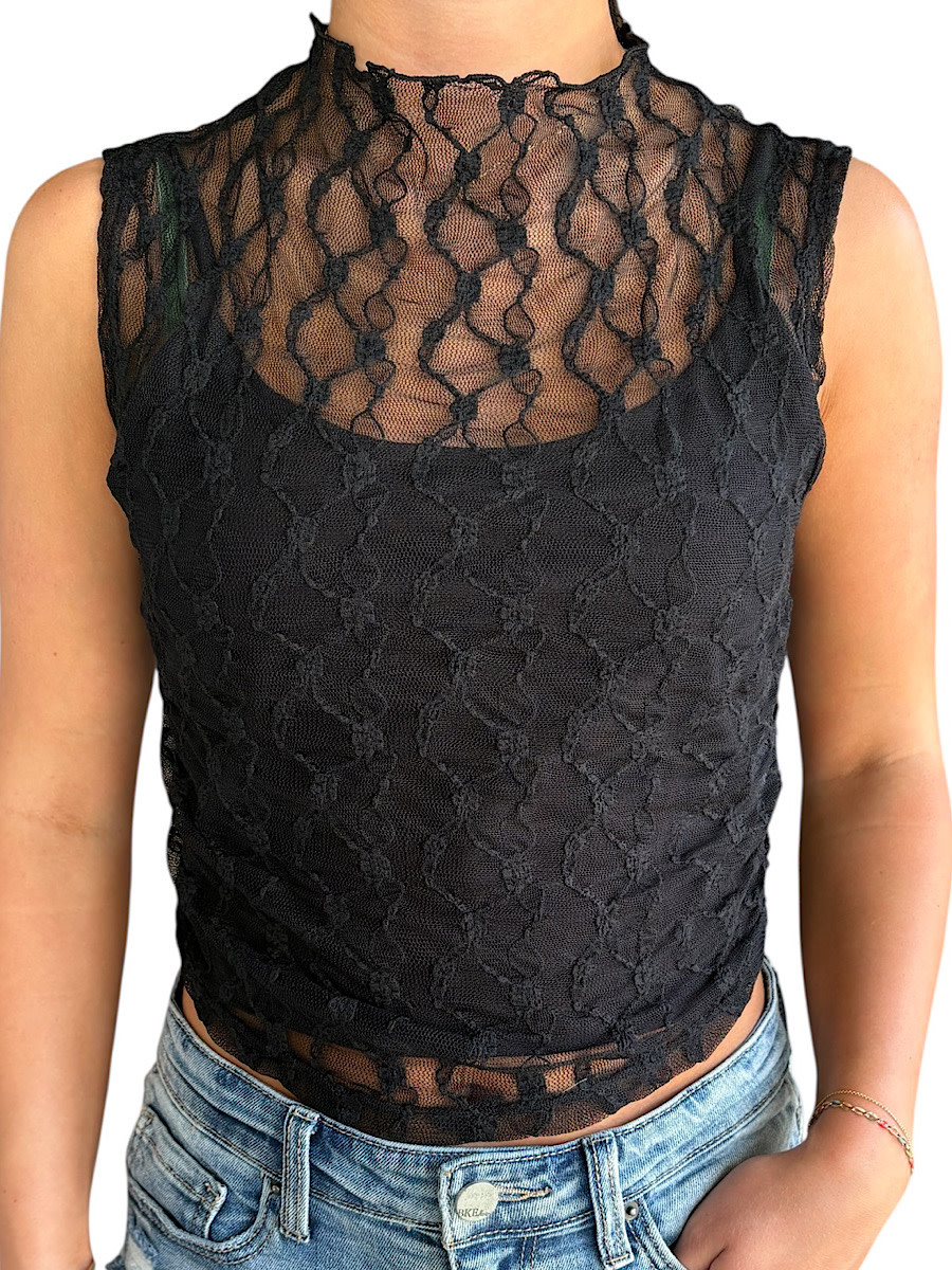【meeko】yo BIOTOP lace sleeveless top BIOTOP(ビオトープ) / 【yo BIOTOP】lace sleeveless top