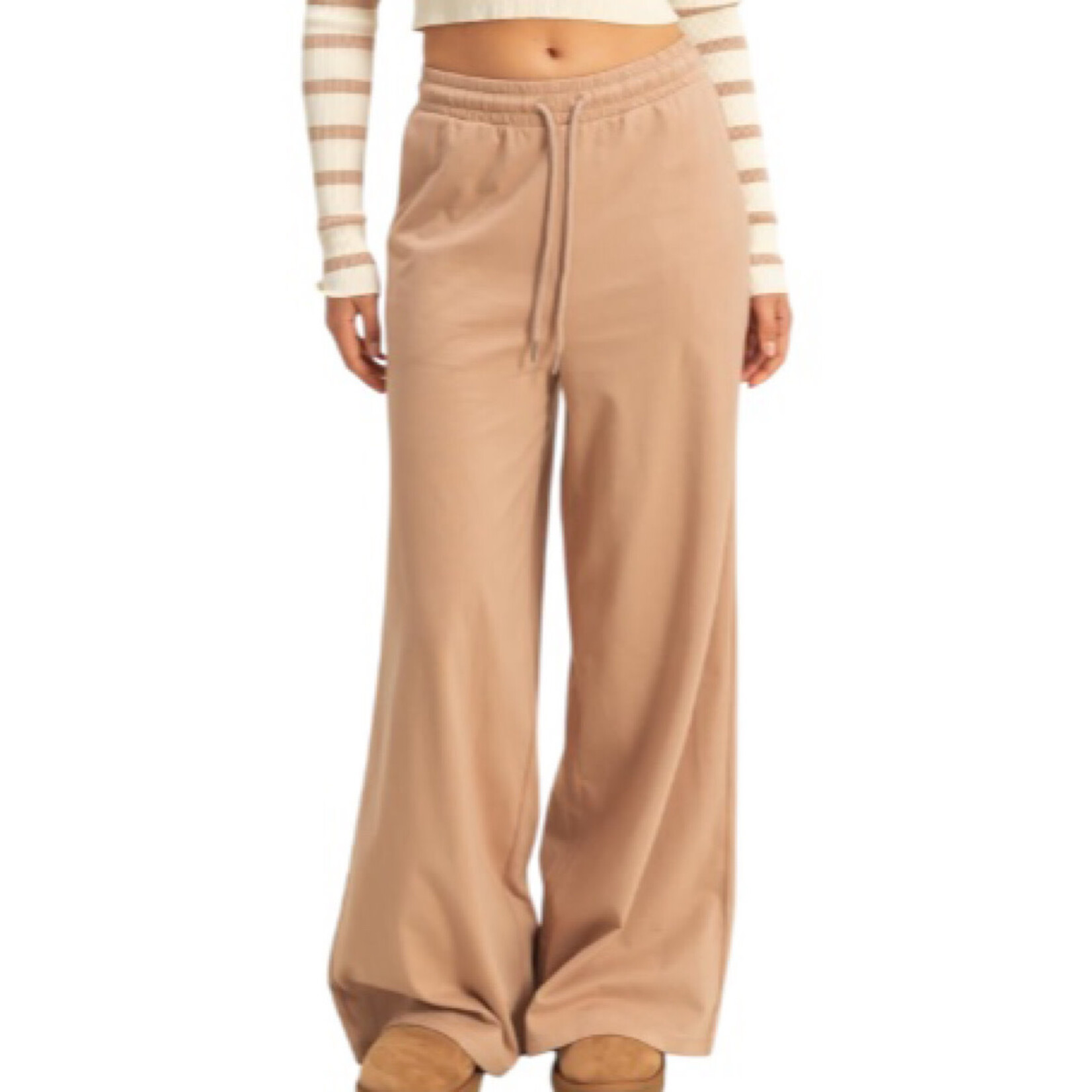 Dark Taupe Cotton Wide Leg Pants