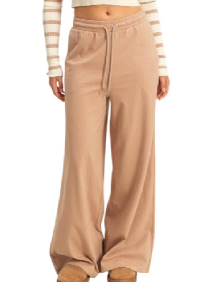 【BAON】Muntove Color Cotton Wide Pants Off White High Waisted Wide Leg Trousers - Morrison Pants