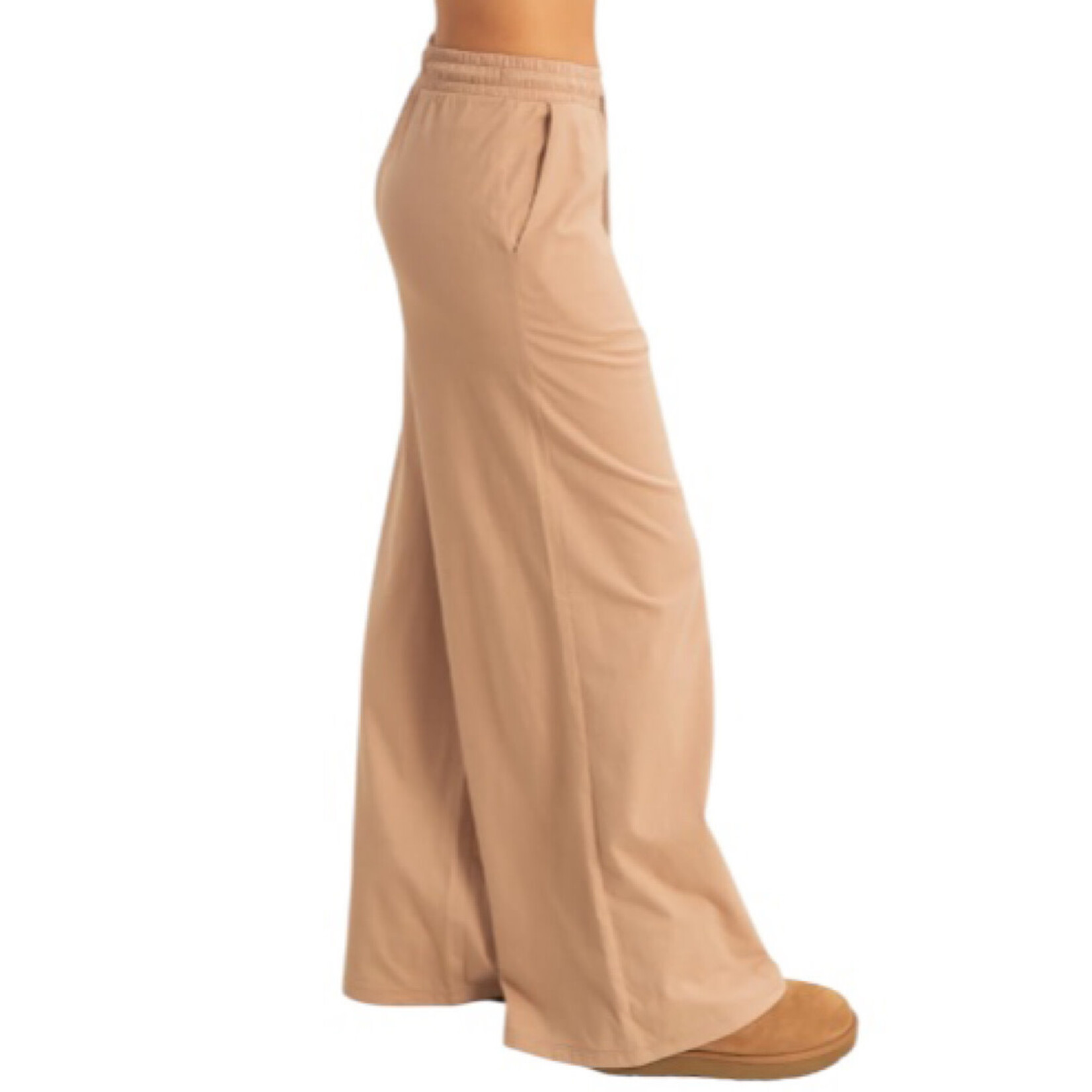 Dark Taupe Cotton Wide Leg Pants