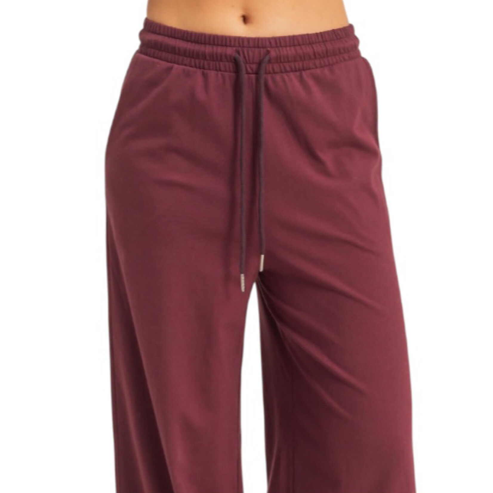 Dark Cherry Cotton Wide Leg Pants
