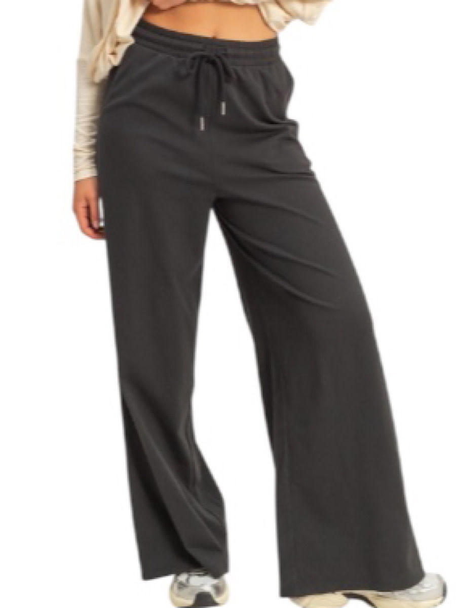 【DISCERNMENT】Mont Line Cotton Wide Pants Black Cotton Wide Leg Pants - Main Street Boutique