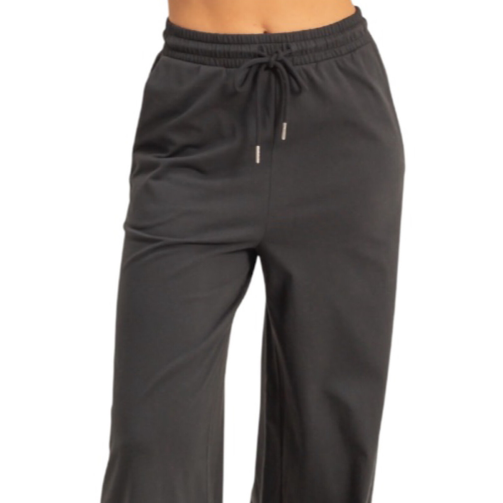 Black Cotton Wide Leg Pants