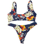 Zaful Navy Floral Two-Piece Bikini Set Size M-RF