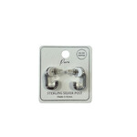 Sterling Silver Post 14K Dipped Gold/Silver Rectangle Hoop