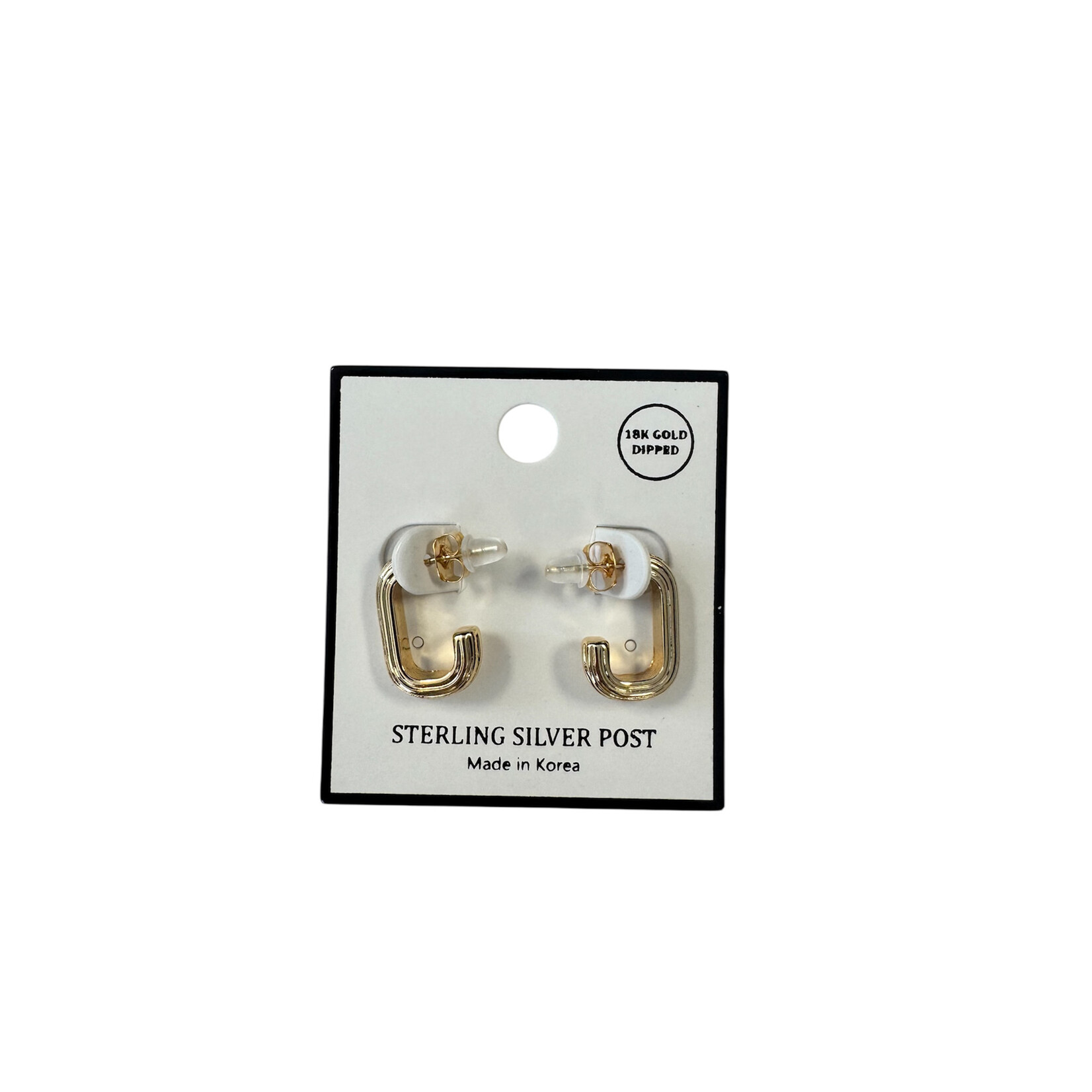 Sterling Silver Post 14K Dipped Gold/Silver Rectangle Hoop