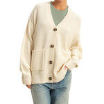 Cream Button Front Oversized Cardigan