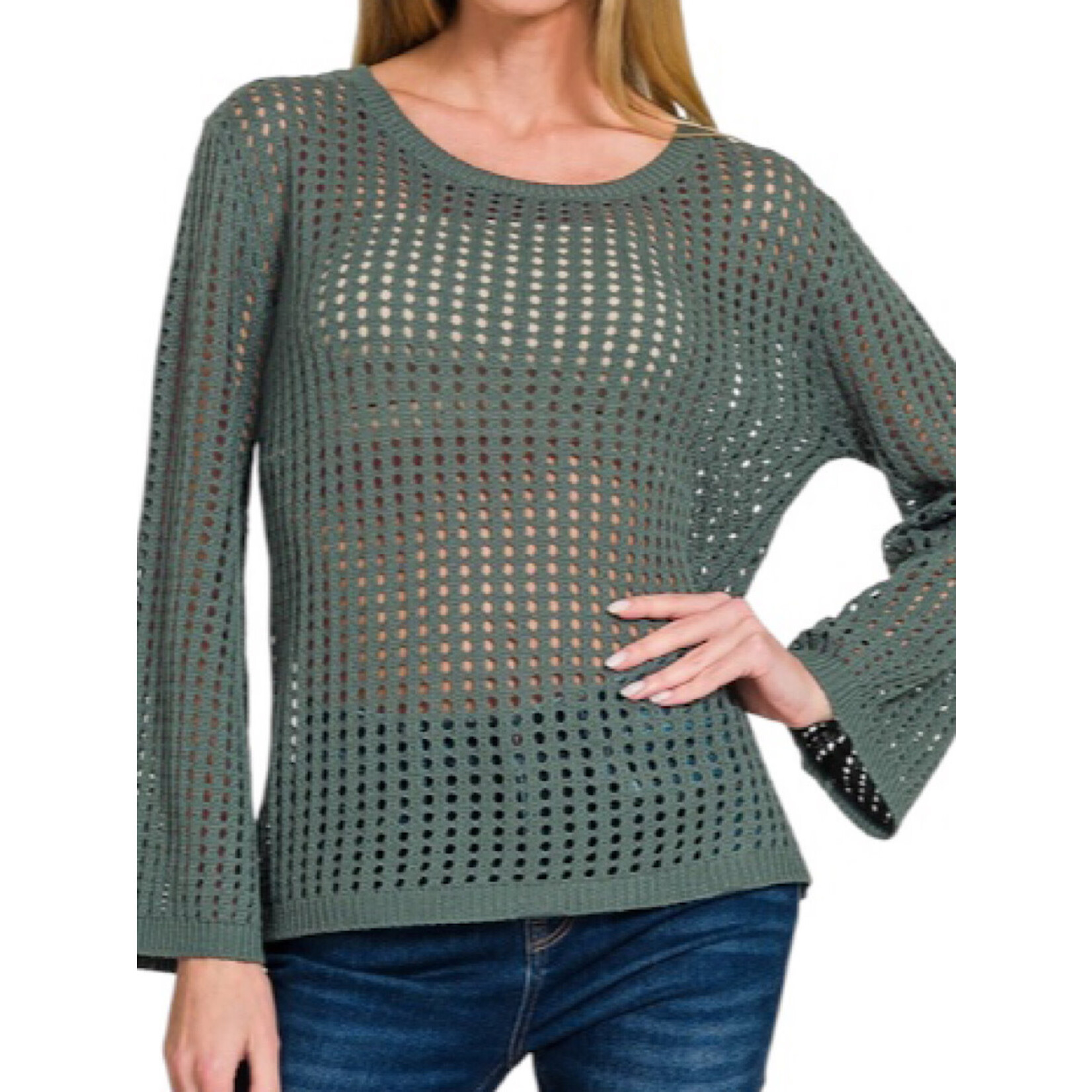Ash Jade Hollow Out Long Sleeve Sweater