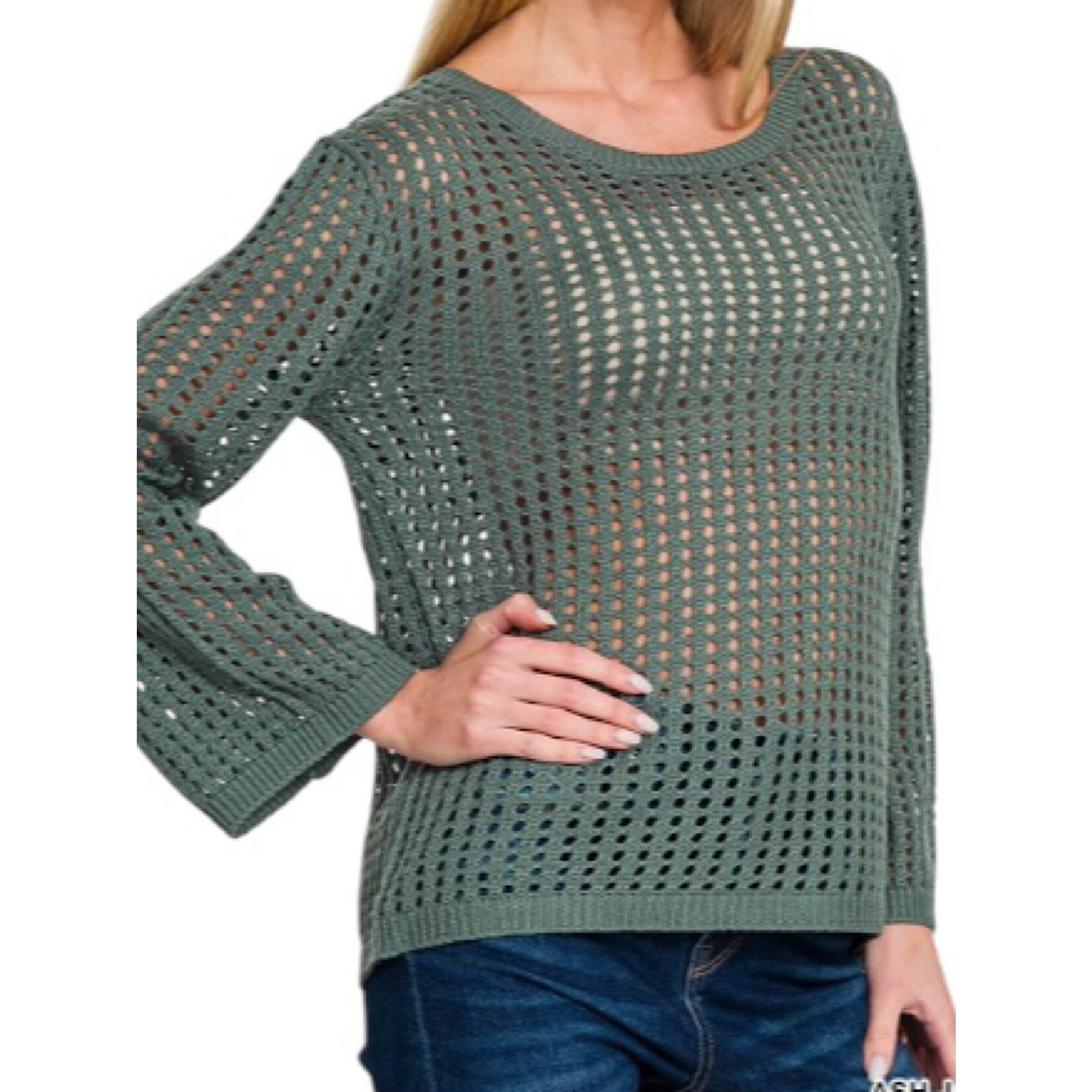 Ash Jade Hollow Out Long Sleeve Sweater