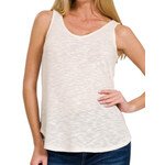 Ivory Double Scoop Slub Hacci Neck Tank