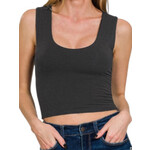 Black Double Layered Cropped Tank
