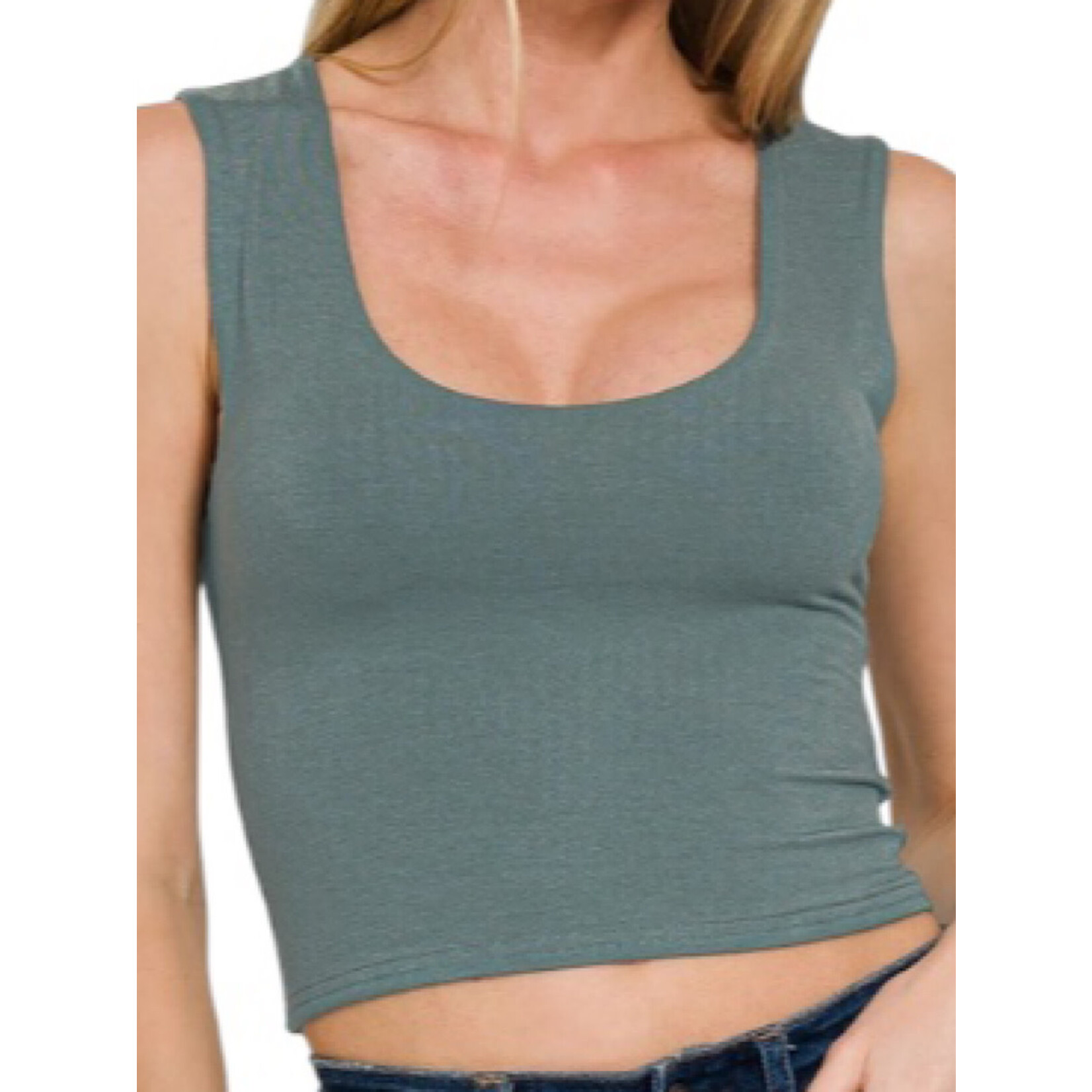 Ash Jade Double Layered Cropped Tank