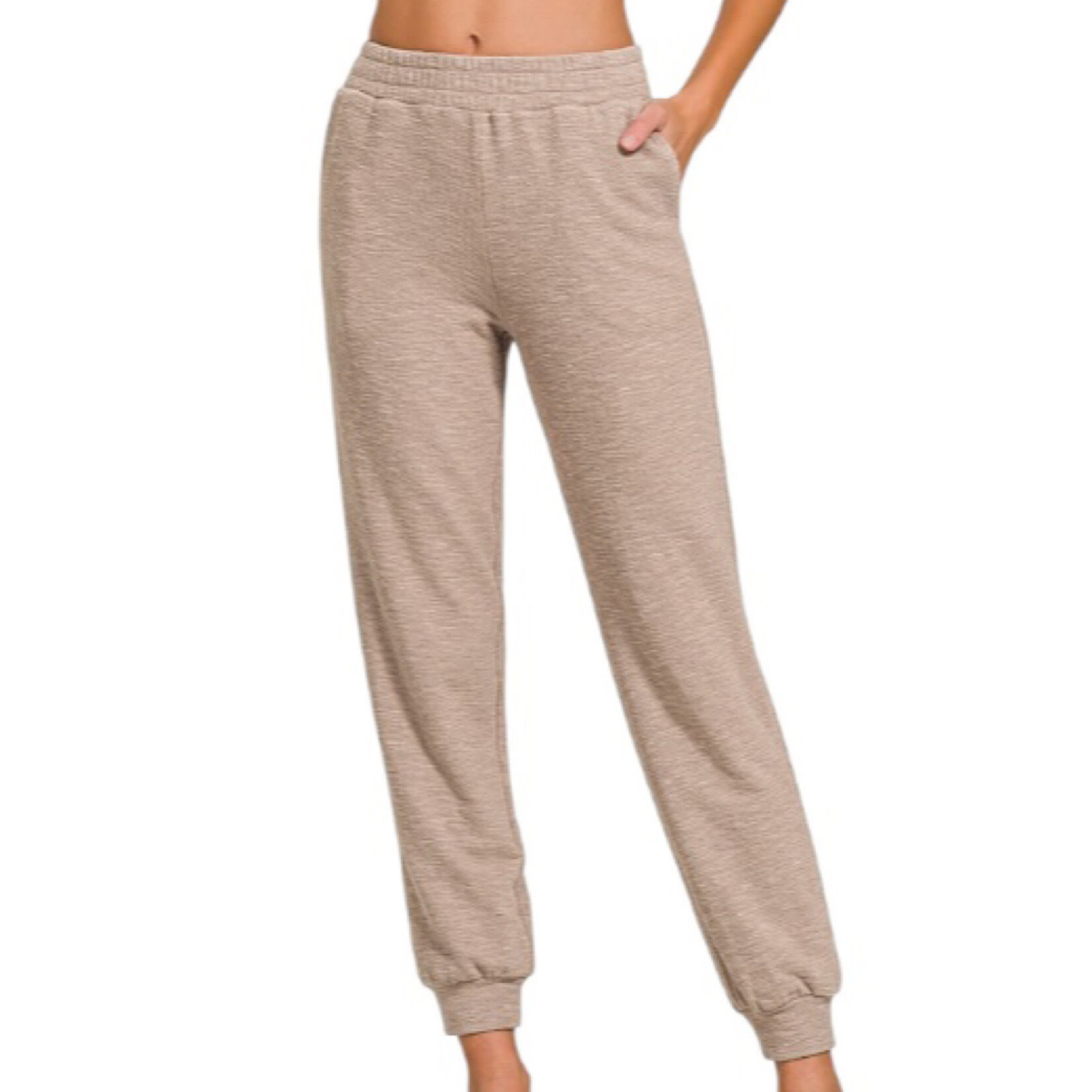 Ash Mocha Cotton Slub Jogger Pants