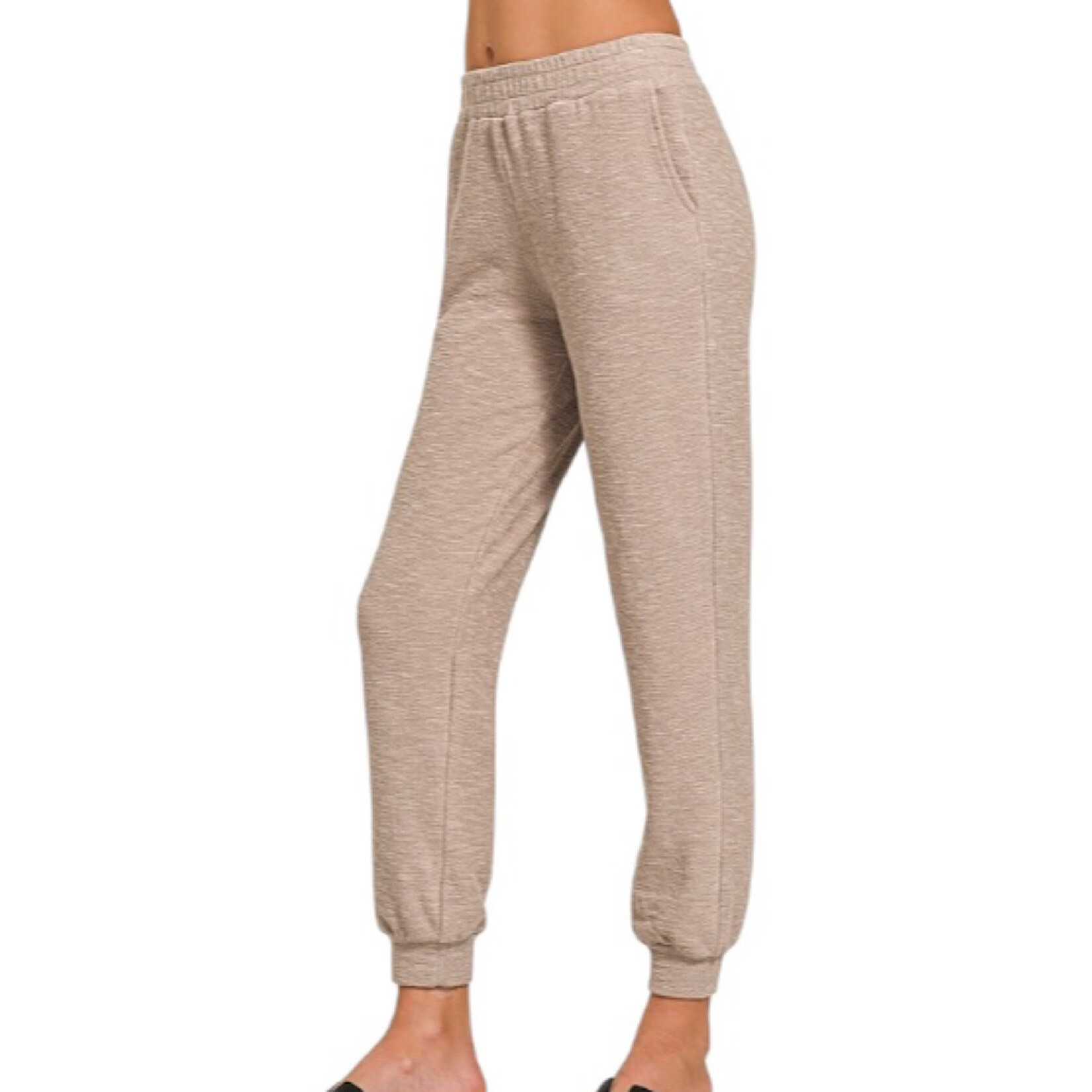Ash Mocha Cotton Slub Jogger Pants