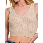 Ash Mocha Washed Ribbed Seamless Tank