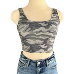 She + Sky Green Camo Cropped Tank Size Small -RF