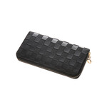 Black Checkered Monogram Vegan Leather Long Wallet
