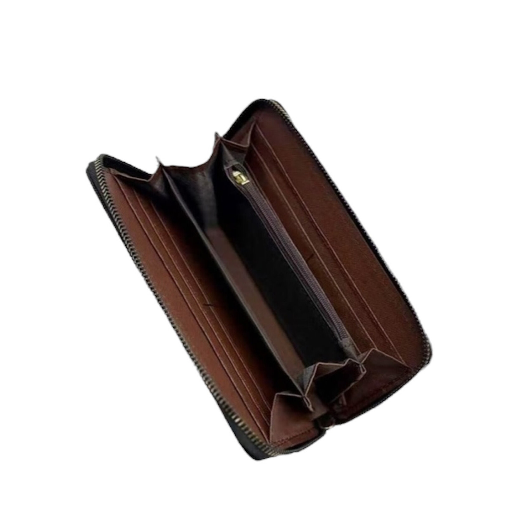Black Checkered Monogram Vegan Leather Long Wallet
