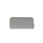 Grey Vegan Leather Woven Weave Long Wallet