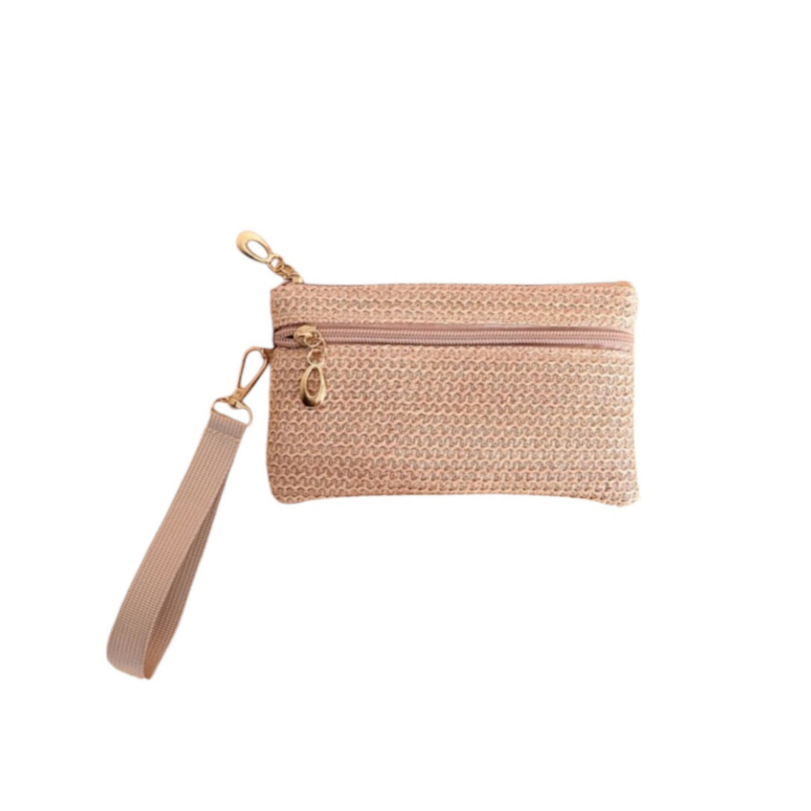 Boho Woven Straw Wristlet Wallet Bag One Size