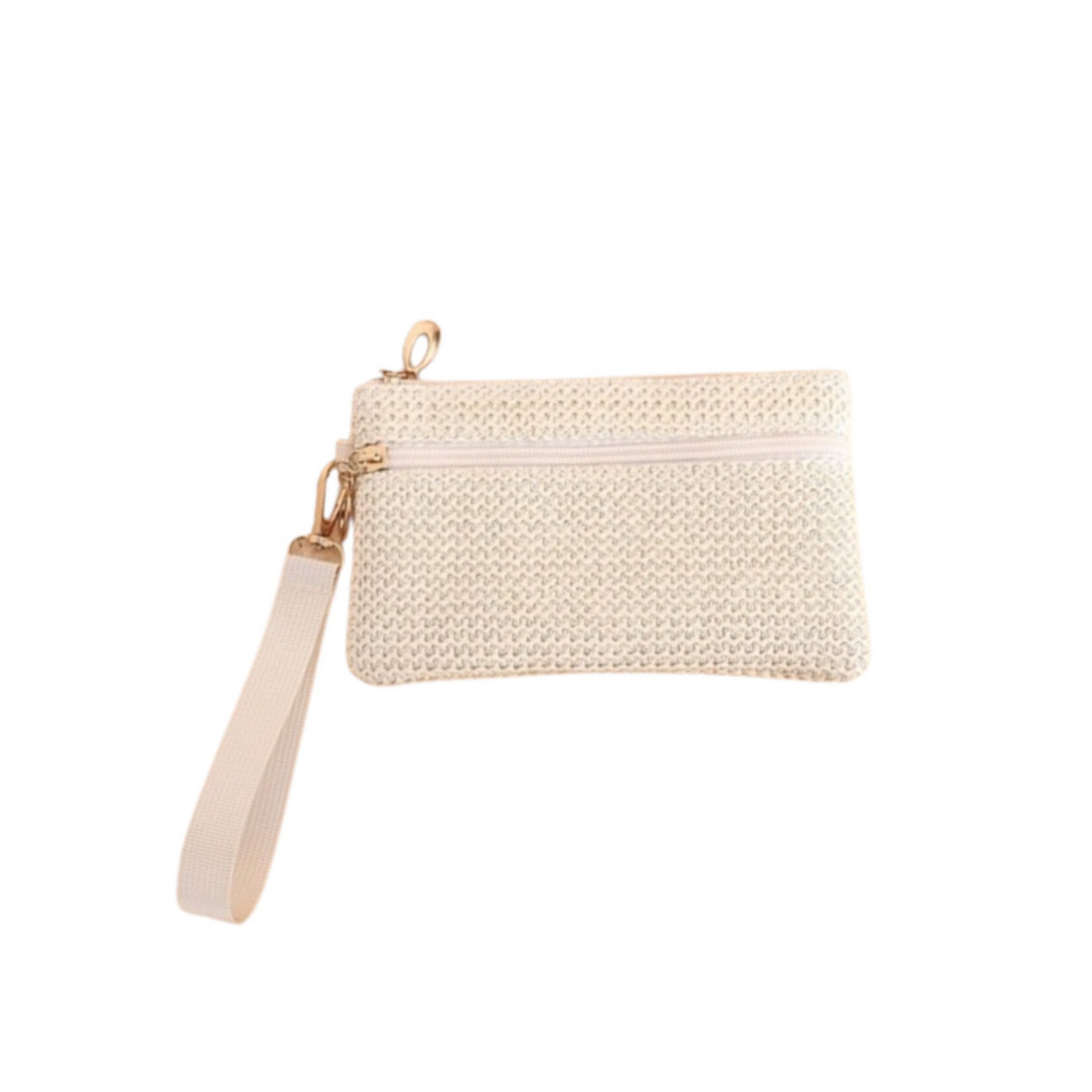 Boho Woven Straw Wristlet Wallet Bag One Size