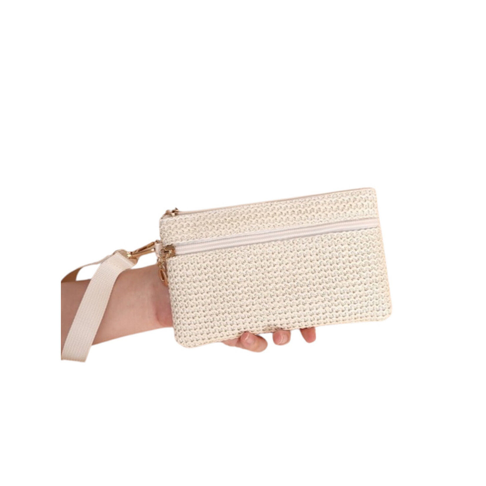 Boho Woven Straw Wristlet Wallet Bag One Size