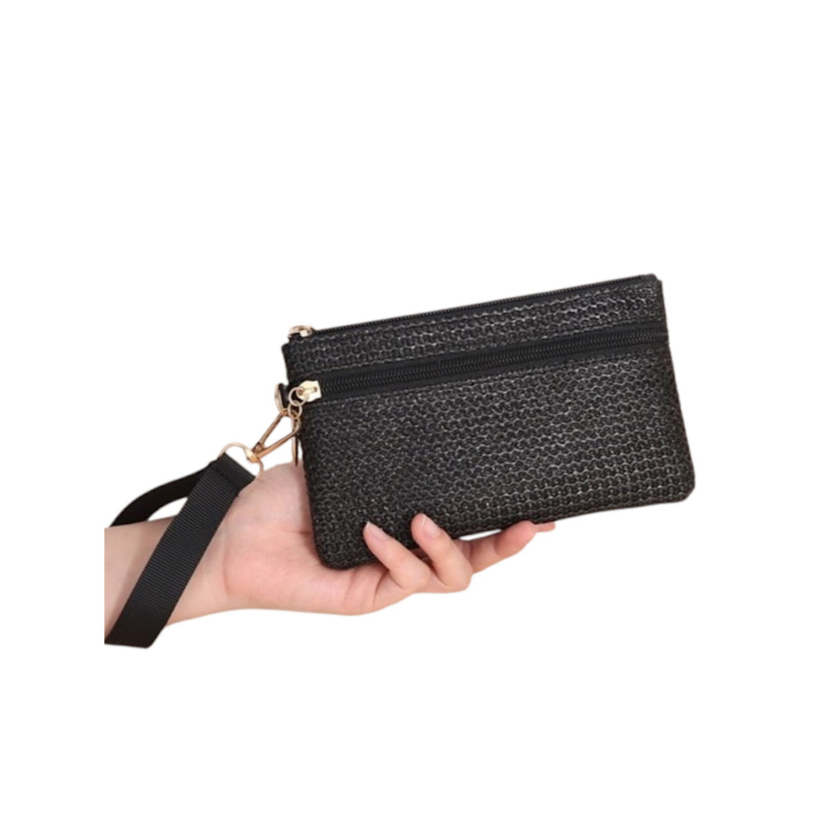 Boho Woven Straw Wristlet Wallet Bag One Size
