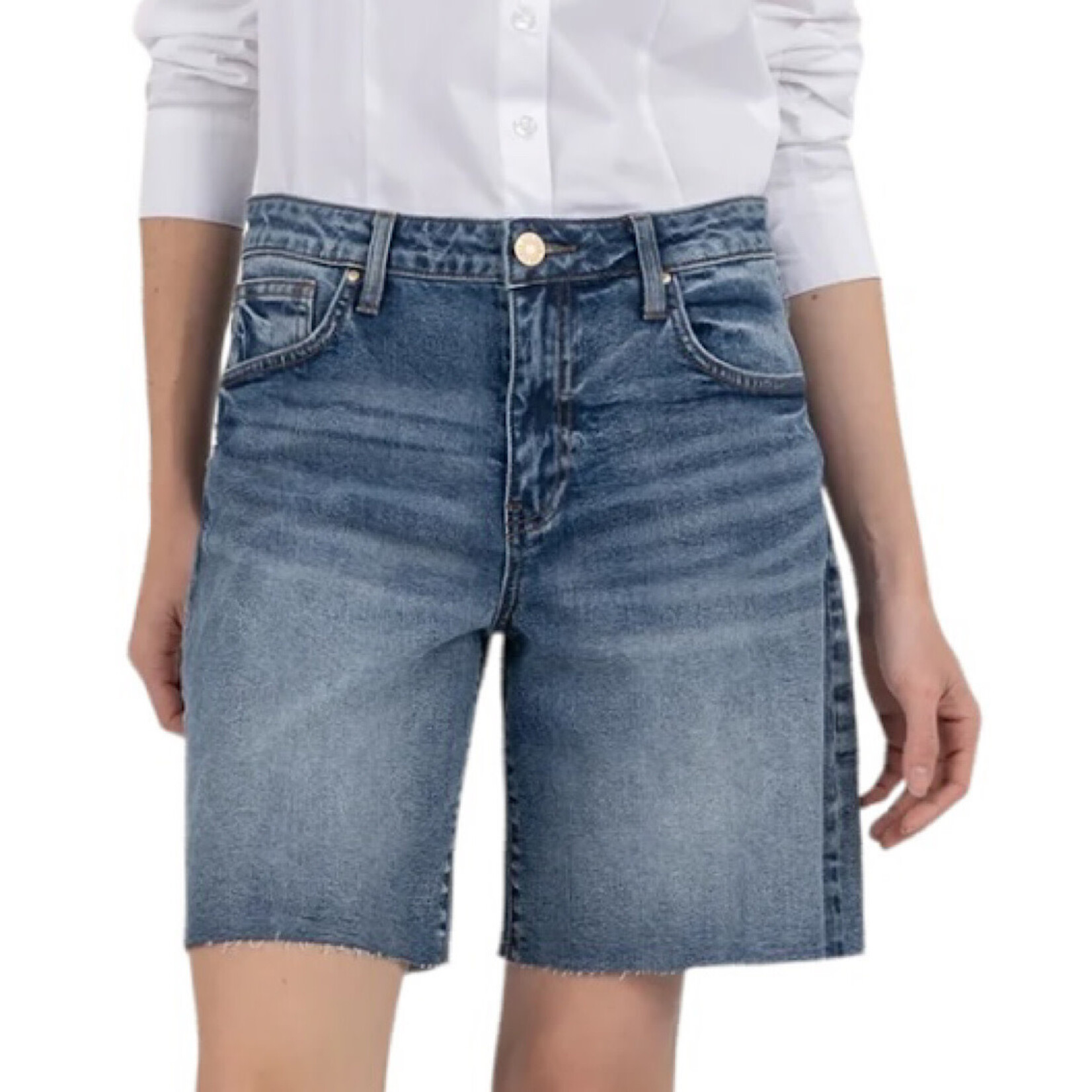 Hailey High Rise Long Bermuda Denim Shorts -2