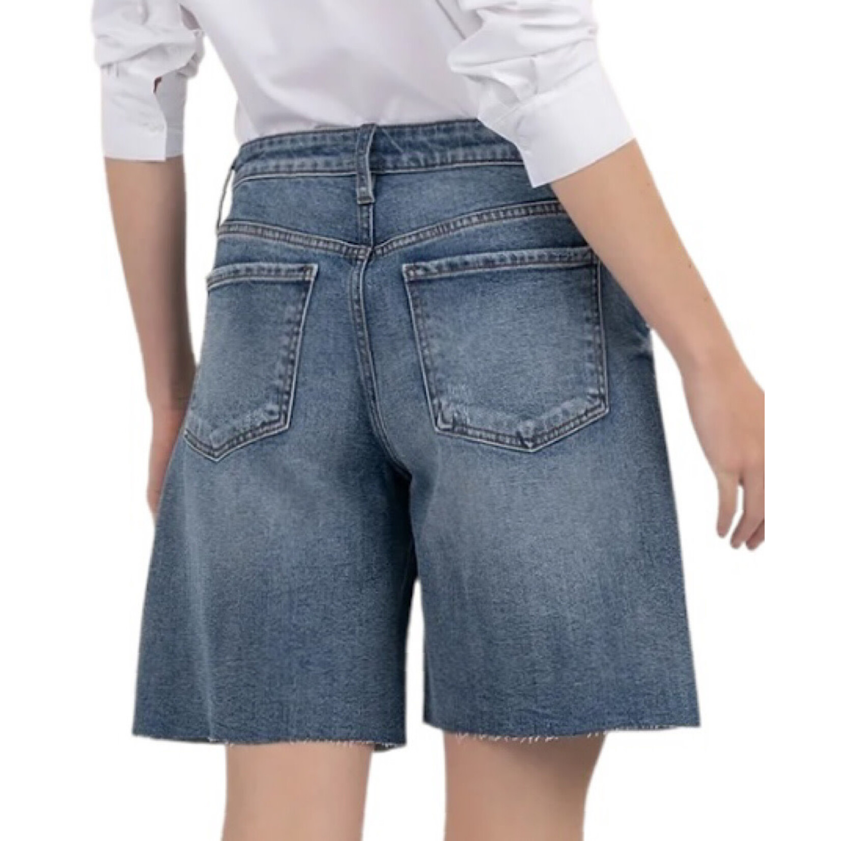 Hailey High Rise Long Bermuda Denim Shorts -2