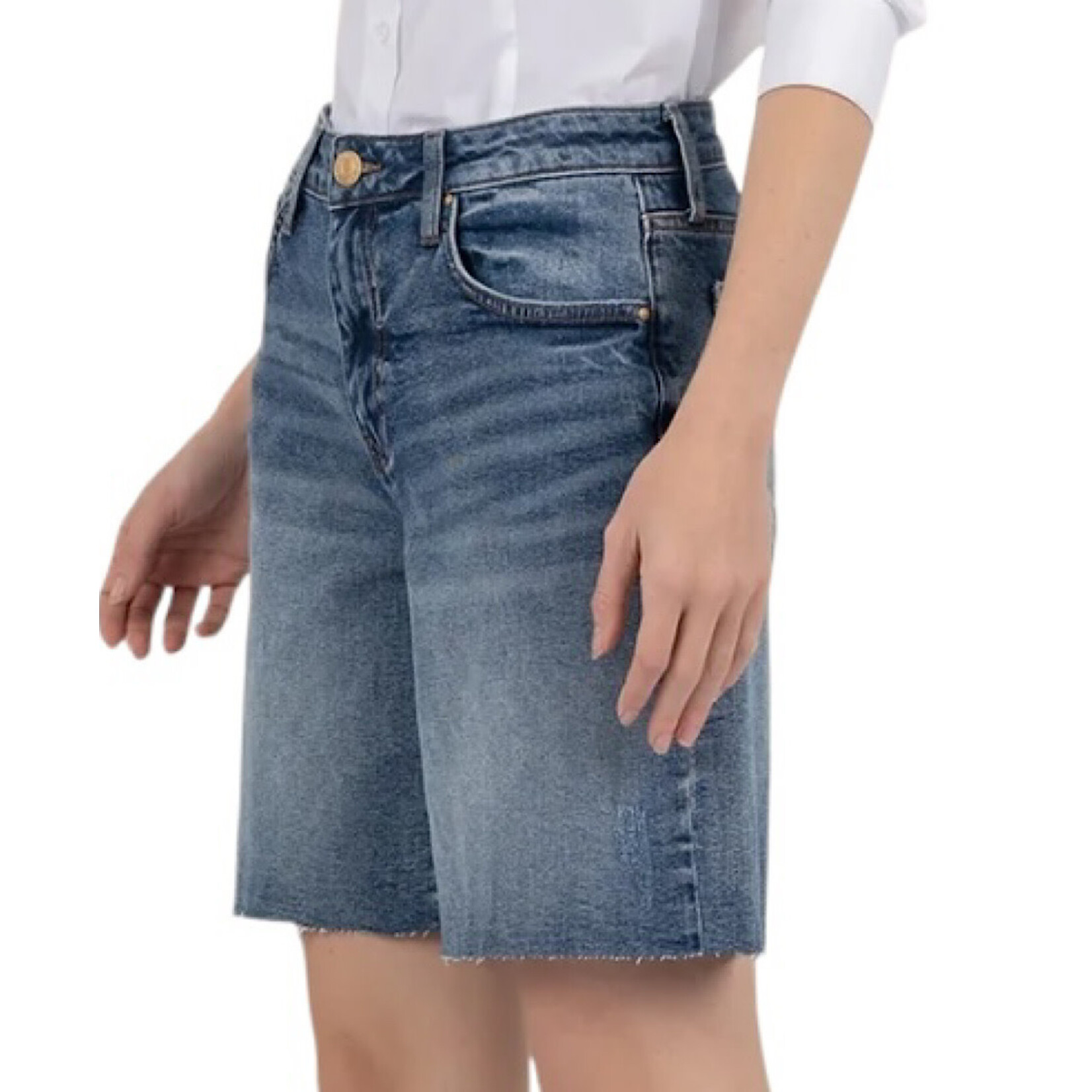 Hailey High Rise Long Bermuda Denim Shorts -2