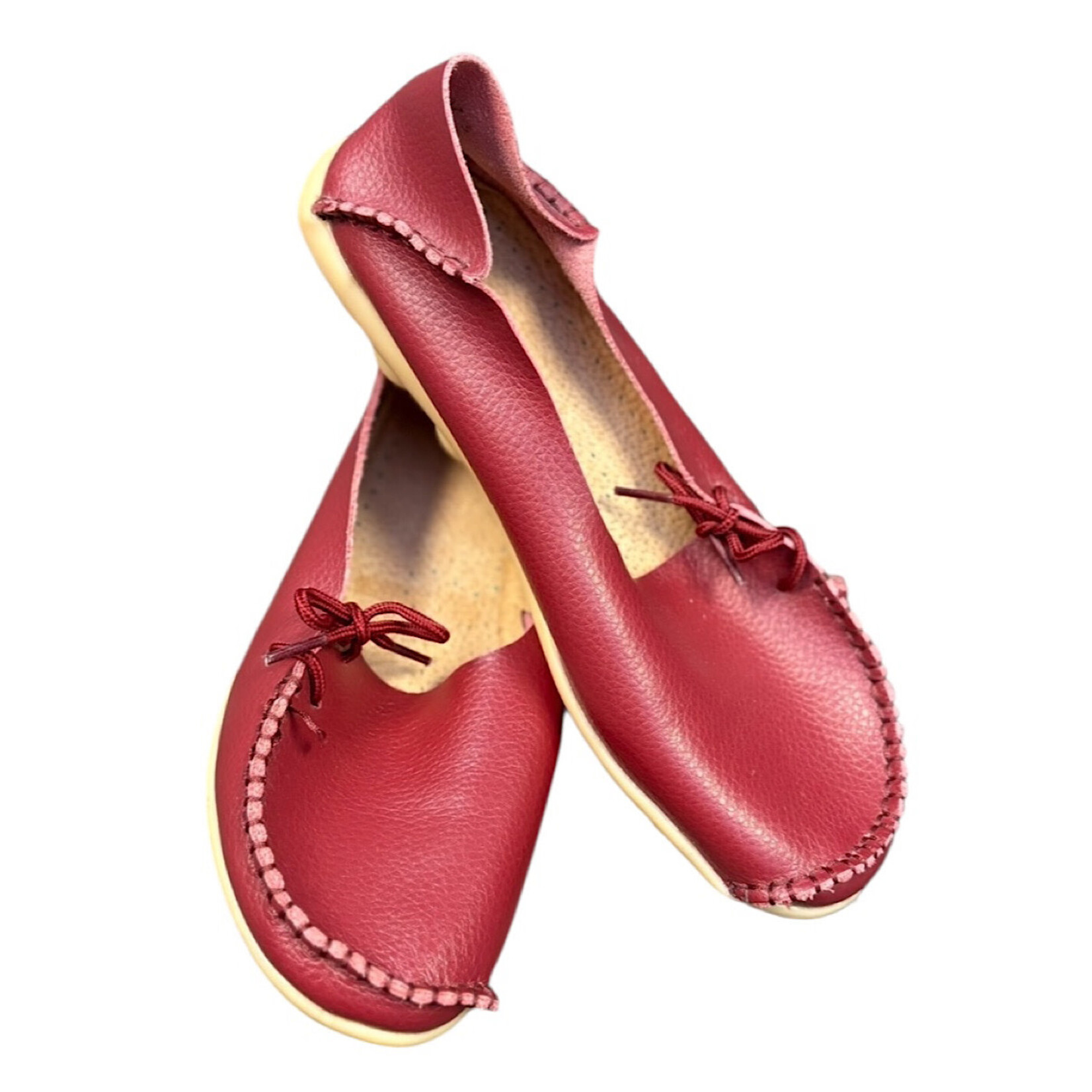 Burgundy Kunsto Leather Women's Loafer Slip On Shoes Size 10-RF