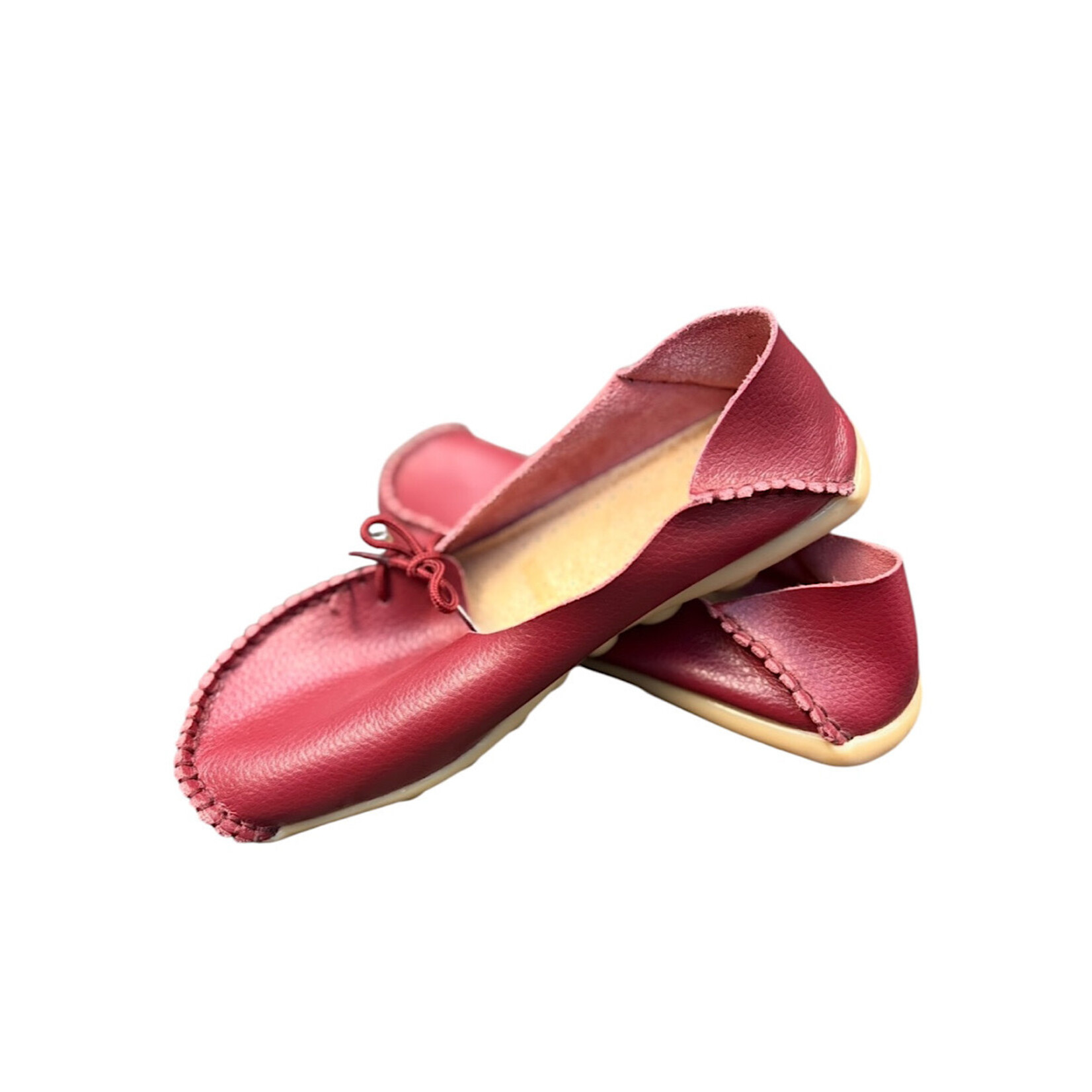 Burgundy Kunsto Leather Women's Loafer Slip On Shoes Size 10-RF