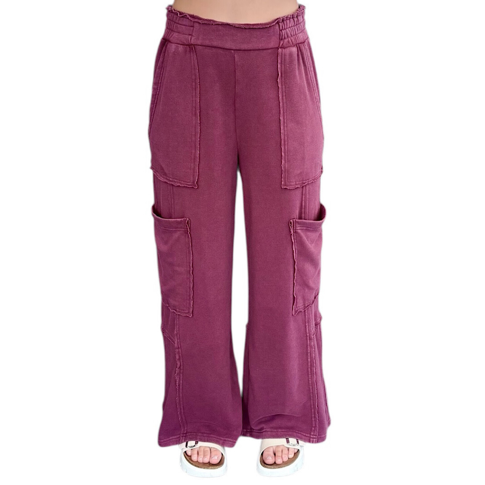 Dark Cherry Oversized Utility Sweatpants