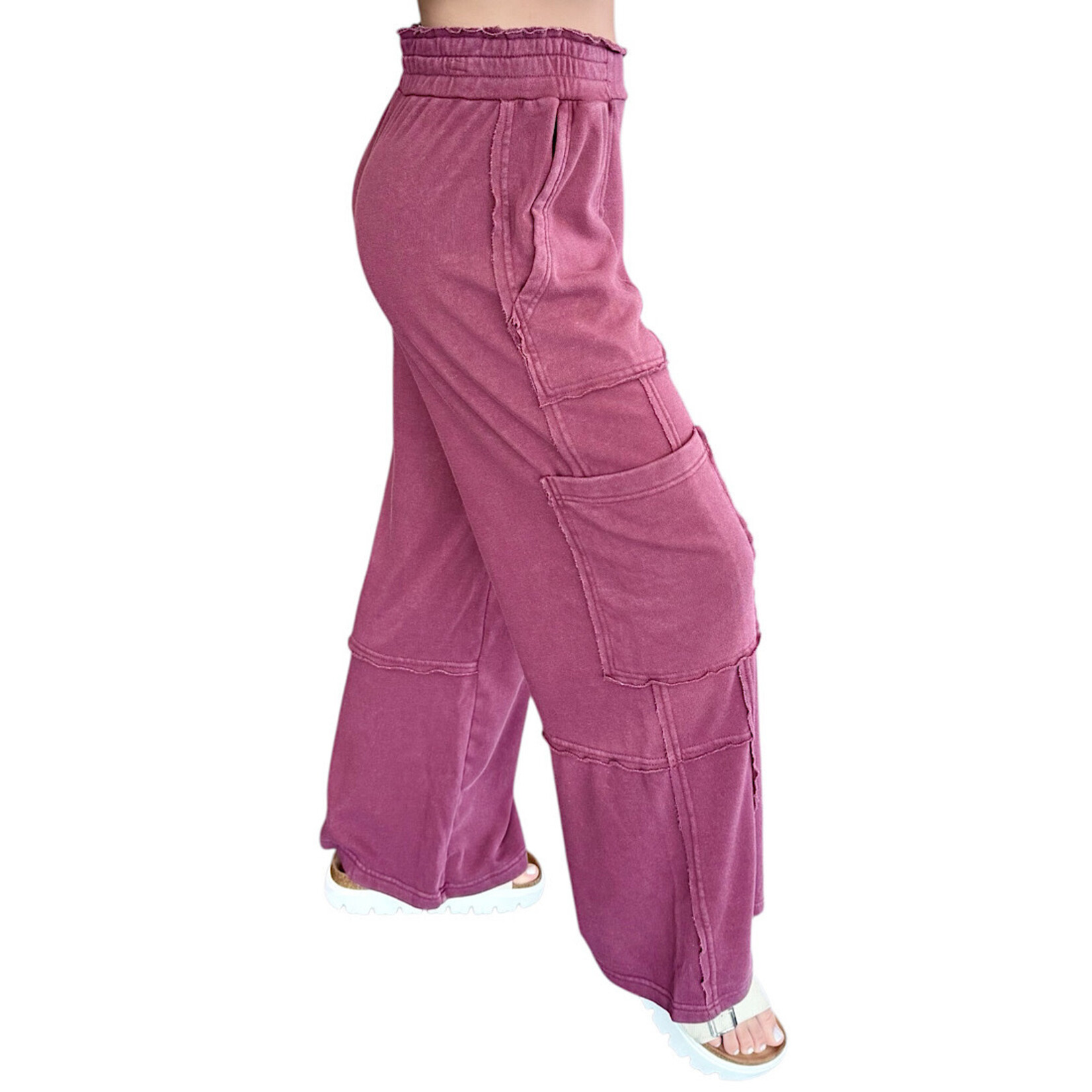 Dark Cherry Oversized Utility Sweatpants