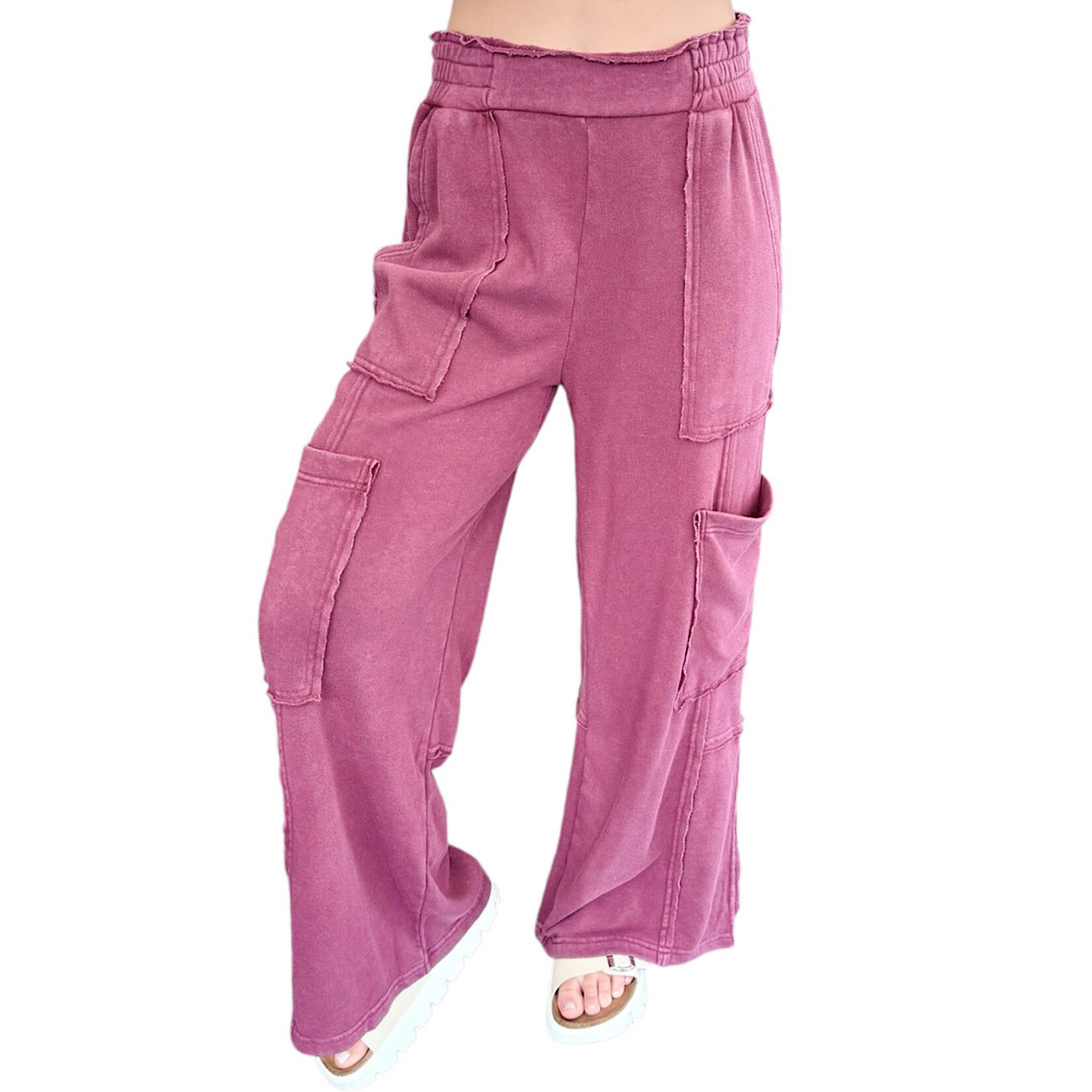 Dark Cherry Oversized Utility Sweatpants