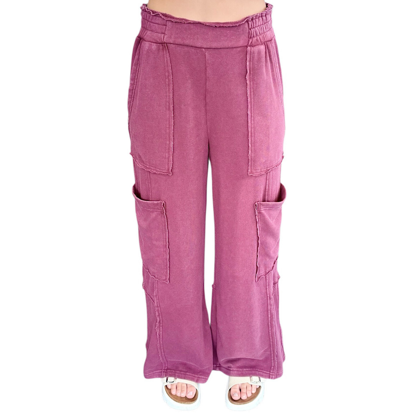 Dark Cherry Oversized Utility Sweatpants