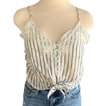 Lydelle Grey/White Striped Cropped Tank Size Medium -RF