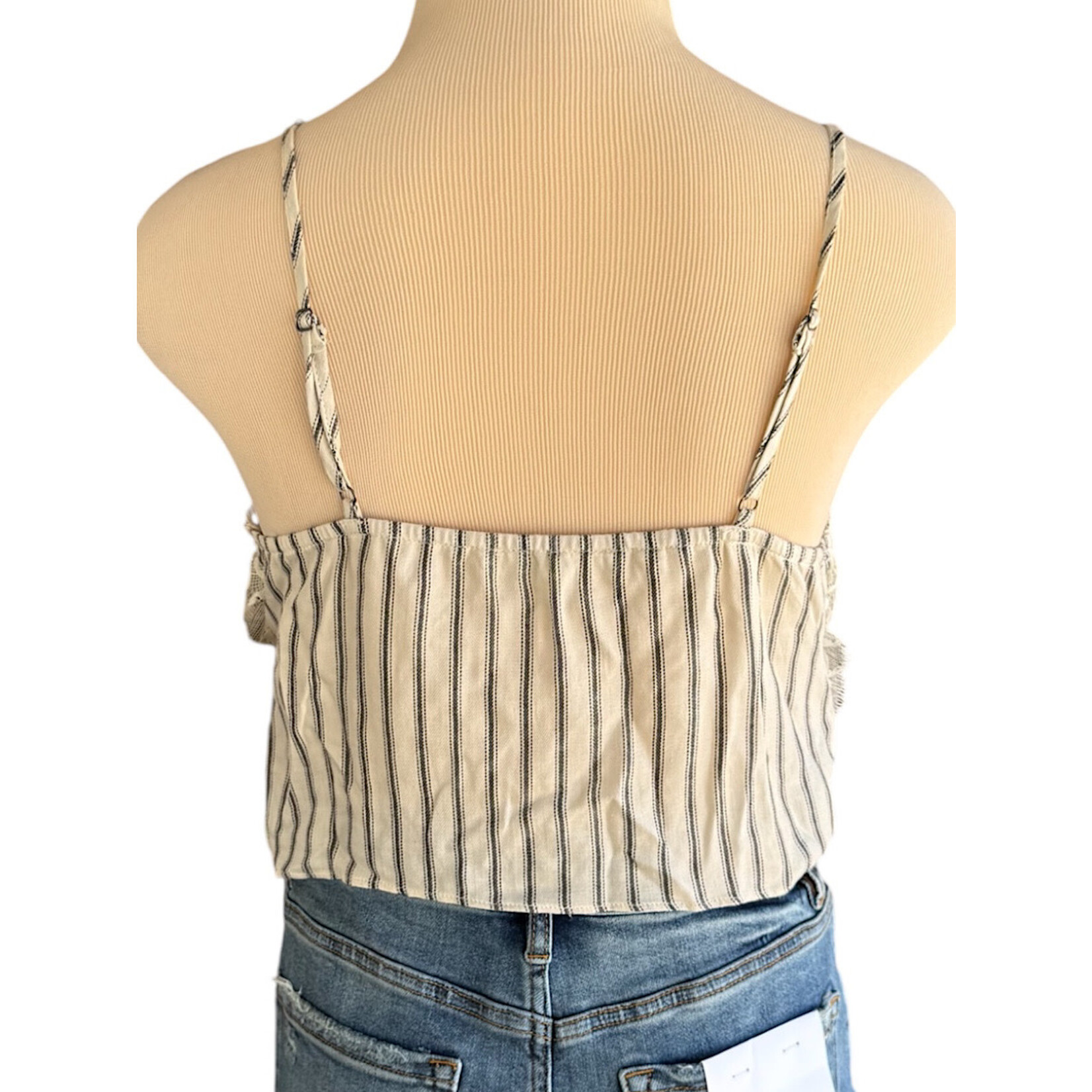 Lydelle Grey/White Striped Cropped Tank Size Medium -RF
